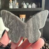 Aveta Silver Sheen Obsidian Skull Death Moth