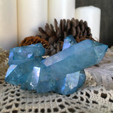Aqua Aura Morning Mist Quartz Cluster