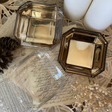 Faceted Glass Gemstone Dish with Lid