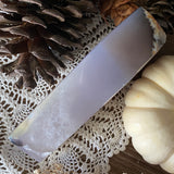 Blue Lace Crescent Agate Druzy Coffin