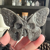 Alaunus Silver Sheen Obsidian Skull Death Moth