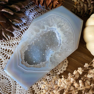 Blue Lace Agate Druzy Coffin