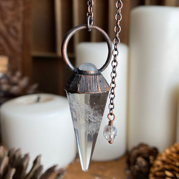 Mystic Quartz Pendulum with Rainbow Moonstone