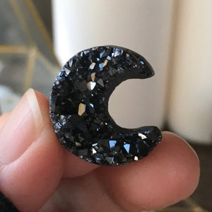 Black Aura Phases Druzy Moon