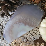 Blue Lace Crescent Agate Druzy Coffin