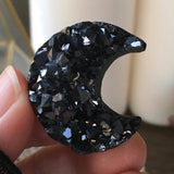 Black Aura Eclipse Druzy Moon