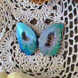 Angel Aura Butterfly Wing Agate Geode Slices
