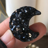 Black Aura Eclipse Druzy Moon