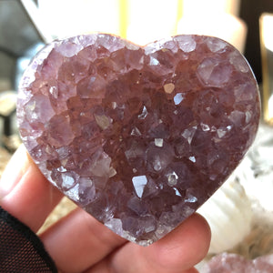 Dreamwork Pink and Lilac Amethyst Heart with Calcite