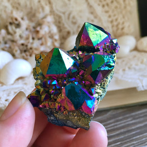 Rainbow Aura Spirit Quartz Cluster